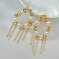 Thumbnail for Newly Pearl Beaded Tassel Chain Earrings - ArtGalleryZen
