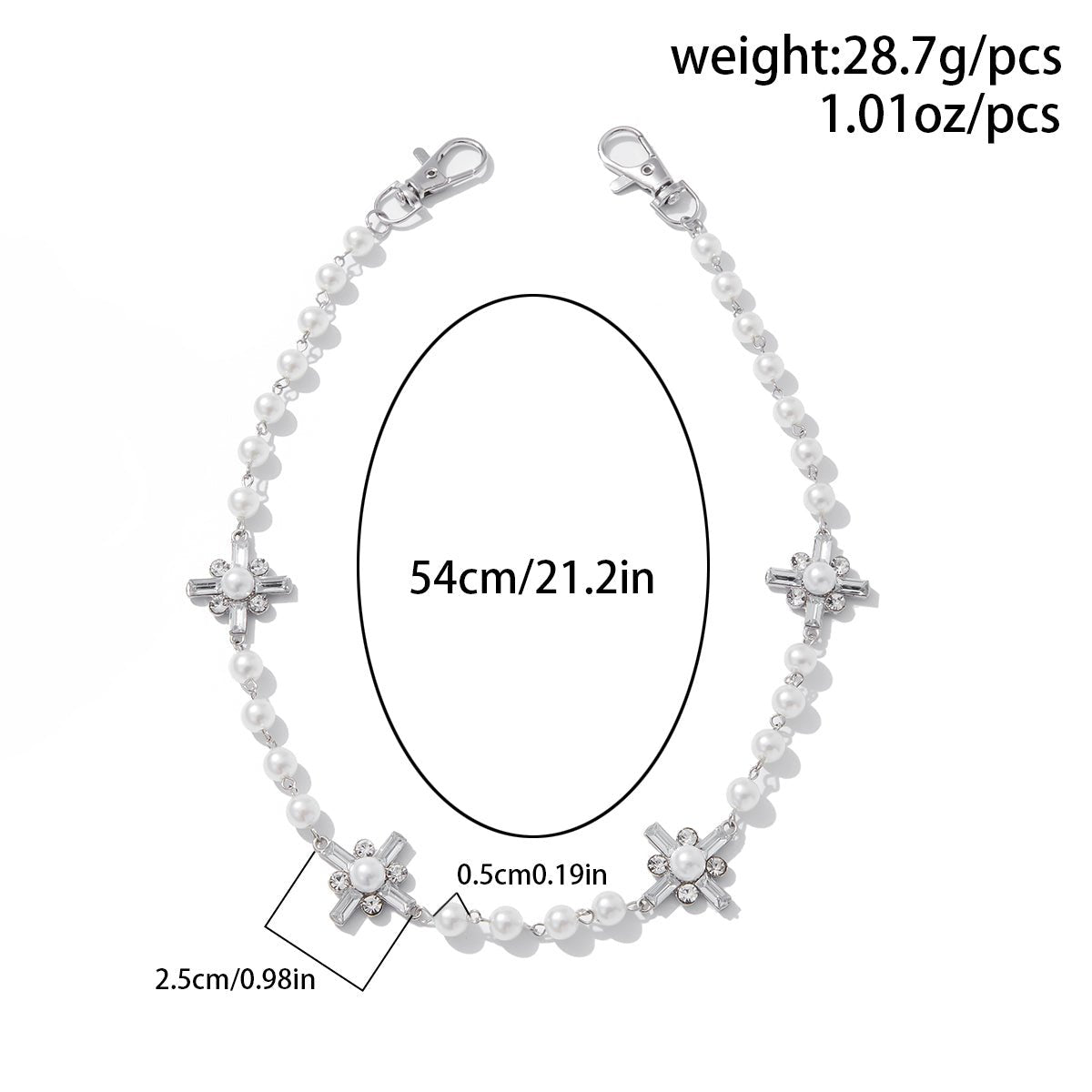 Newly Rhinestone Cross Pearl Trouser Chain - ArtGalleryZen