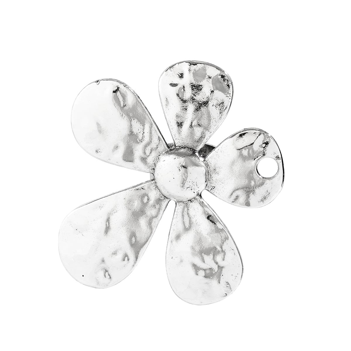 Newly Silver Tone Five-Pedal Flower Open Ring - ArtGalleryZen