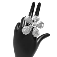Thumbnail for Newly Silver Tone Five-Pedal Flower Open Ring - ArtGalleryZen