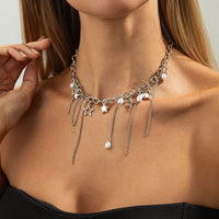 Thumbnail for Newly Star Pearl Pendat Cable Chain Tassel Necklace - ArtGalleryZen