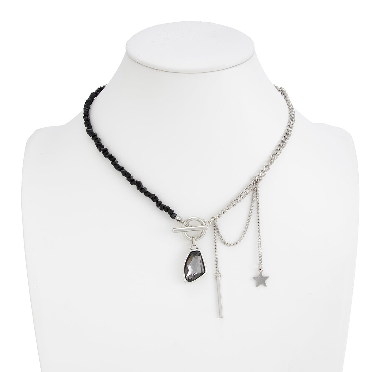 Newly Toggle Clasp Rhinestone Pendant Crystal Chain Tassel Necklace - ArtGalleryZen