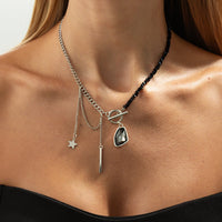 Thumbnail for Newly Toggle Clasp Rhinestone Pendant Crystal Chain Tassel Necklace - ArtGalleryZen