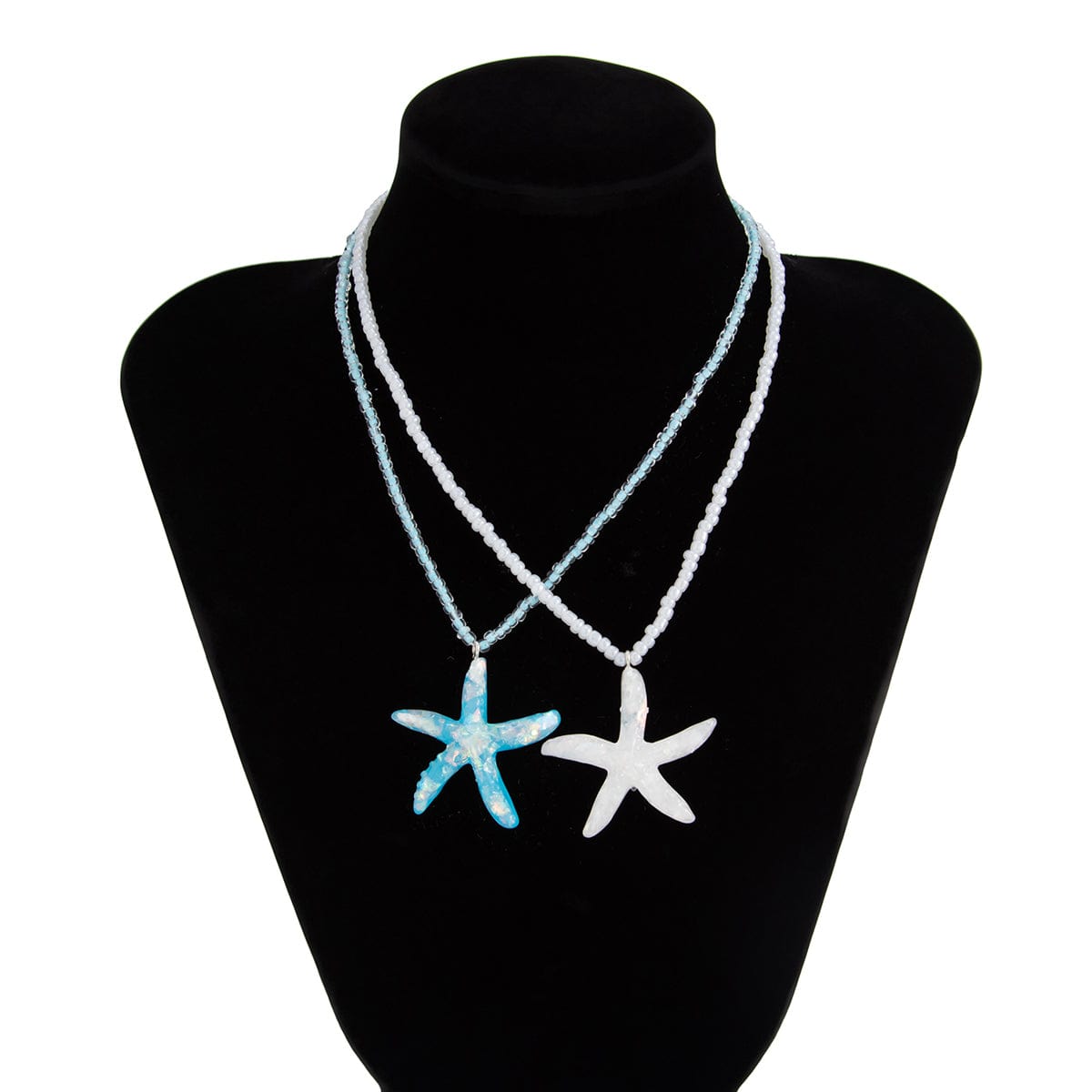 Ocean Style 2pcs Starfish Pendant Seed Bead Necklace Set - ArtGalleryZen