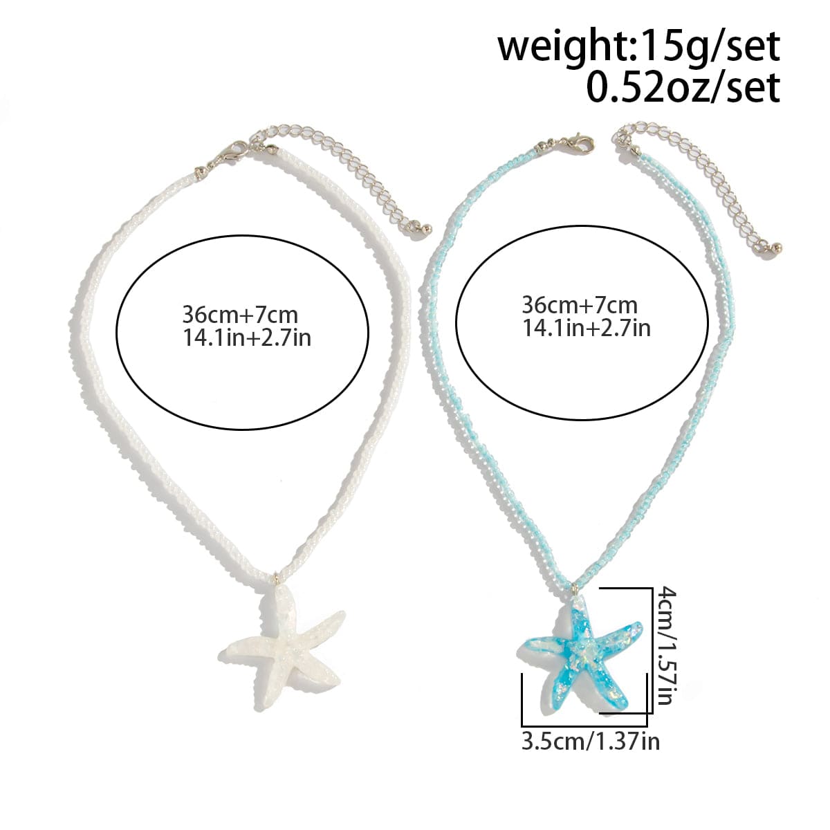 Ocean Style 2pcs Starfish Pendant Seed Bead Necklace Set - ArtGalleryZen