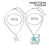 Thumbnail for Ocean Style 2pcs Starfish Pendant Seed Bead Necklace Set - ArtGalleryZen