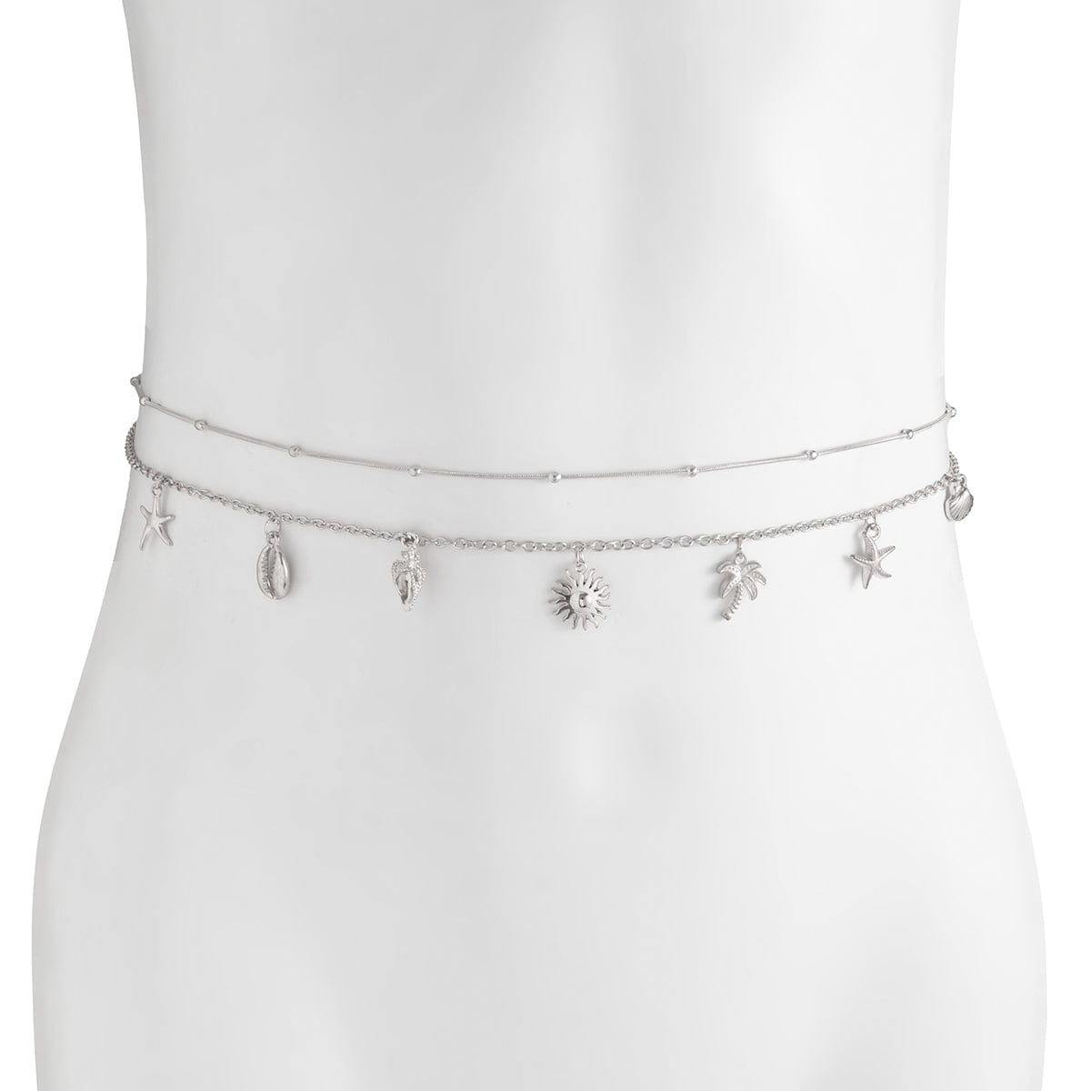 Ocean Style 2pcs Sun Conch Coconut Tree Tassel Waist Chain Set - ArtGalleryZen