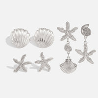 Thumbnail for Ocean Style 3 Pairs Conch Shell Starfish Dangle Earrings Set - ArtGalleryZen