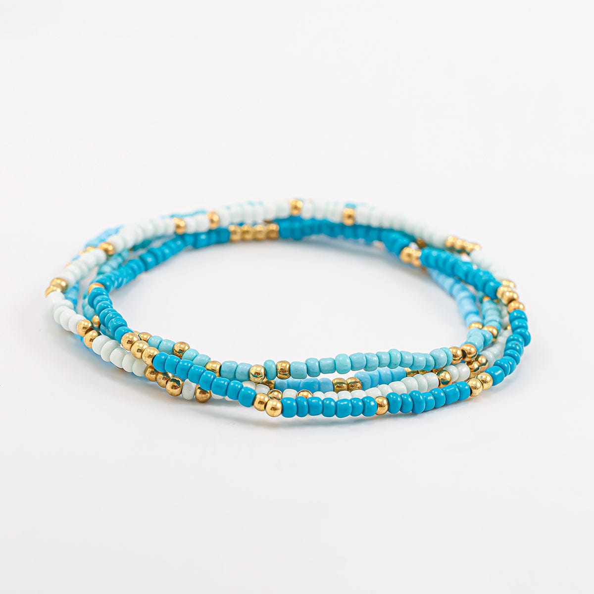 Ocean Style 4Pcs Seed Beaded Anklet Set