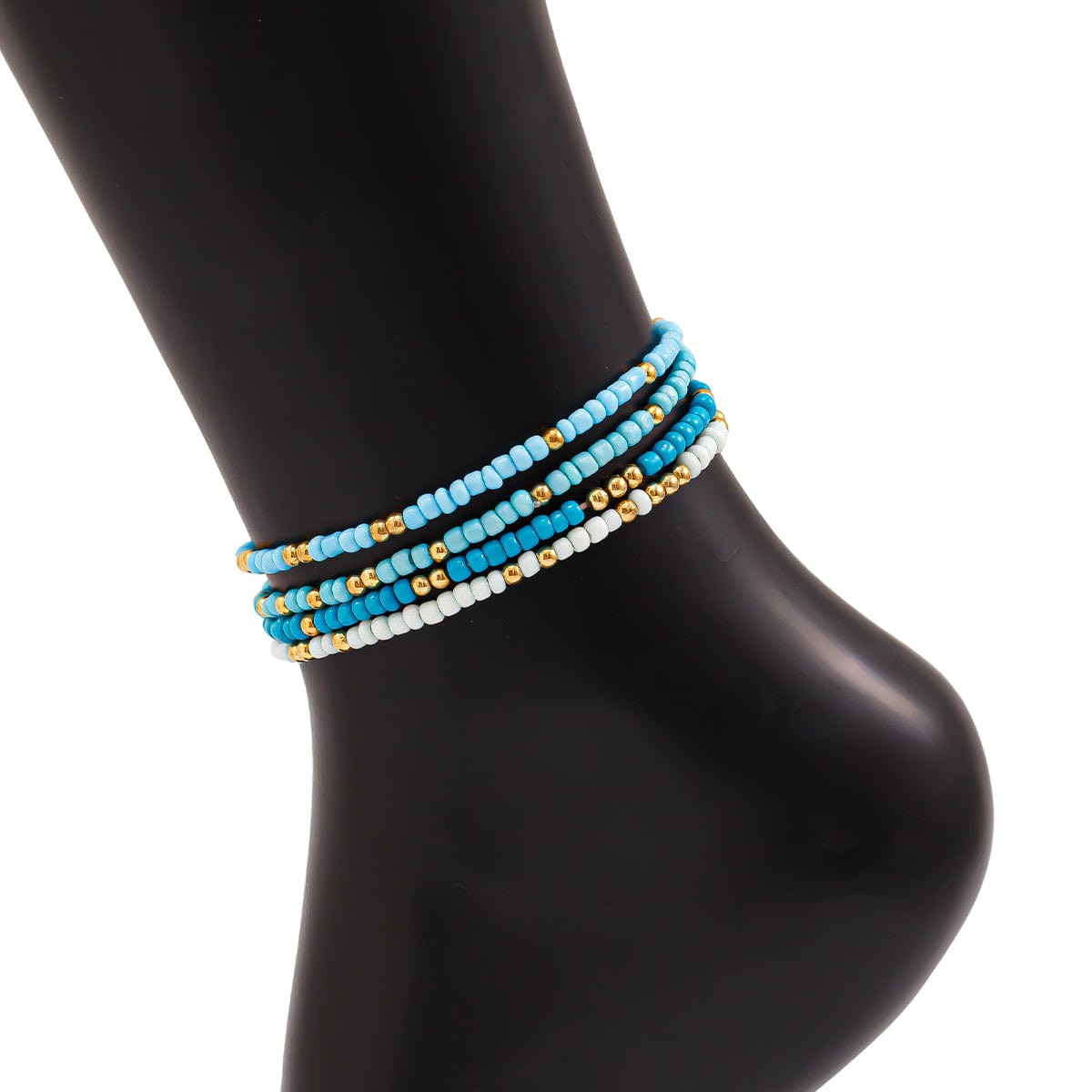 Ocean Style 4Pcs Seed Beaded Anklet Set