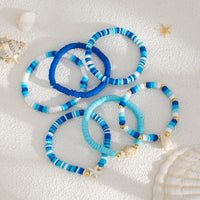 Thumbnail for Ocean Style 6pcs Conch Turtle Starfish Polymer Clay Letter Beaded Bracelet Set - ArtGalleryZen