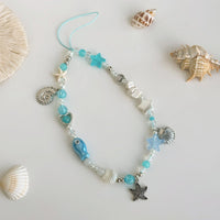 Thumbnail for Ocean Style Ceramic Fish Shell Charm Pearl Beaded Keychain Phone Strap - ArtGalleryZen