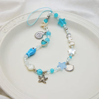 Thumbnail for Ocean Style Ceramic Fish Shell Charm Pearl Beaded Keychain Phone Strap - ArtGalleryZen