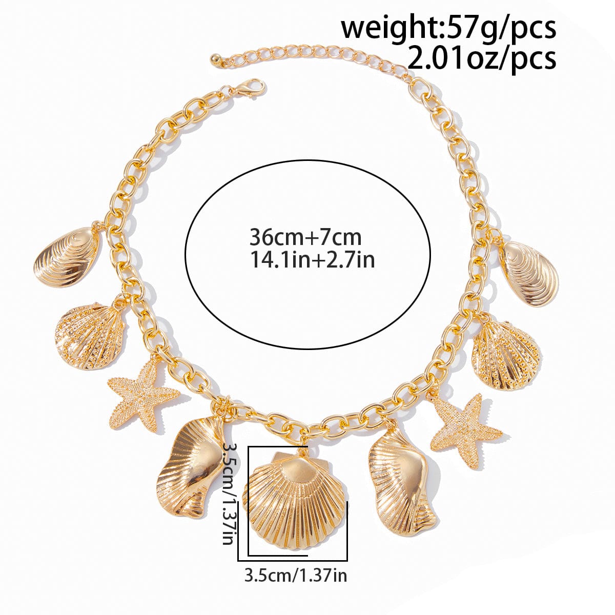 Ocean Style Chunky Starfish Shell Conch Tassel Necklace - ArtGalleryZen