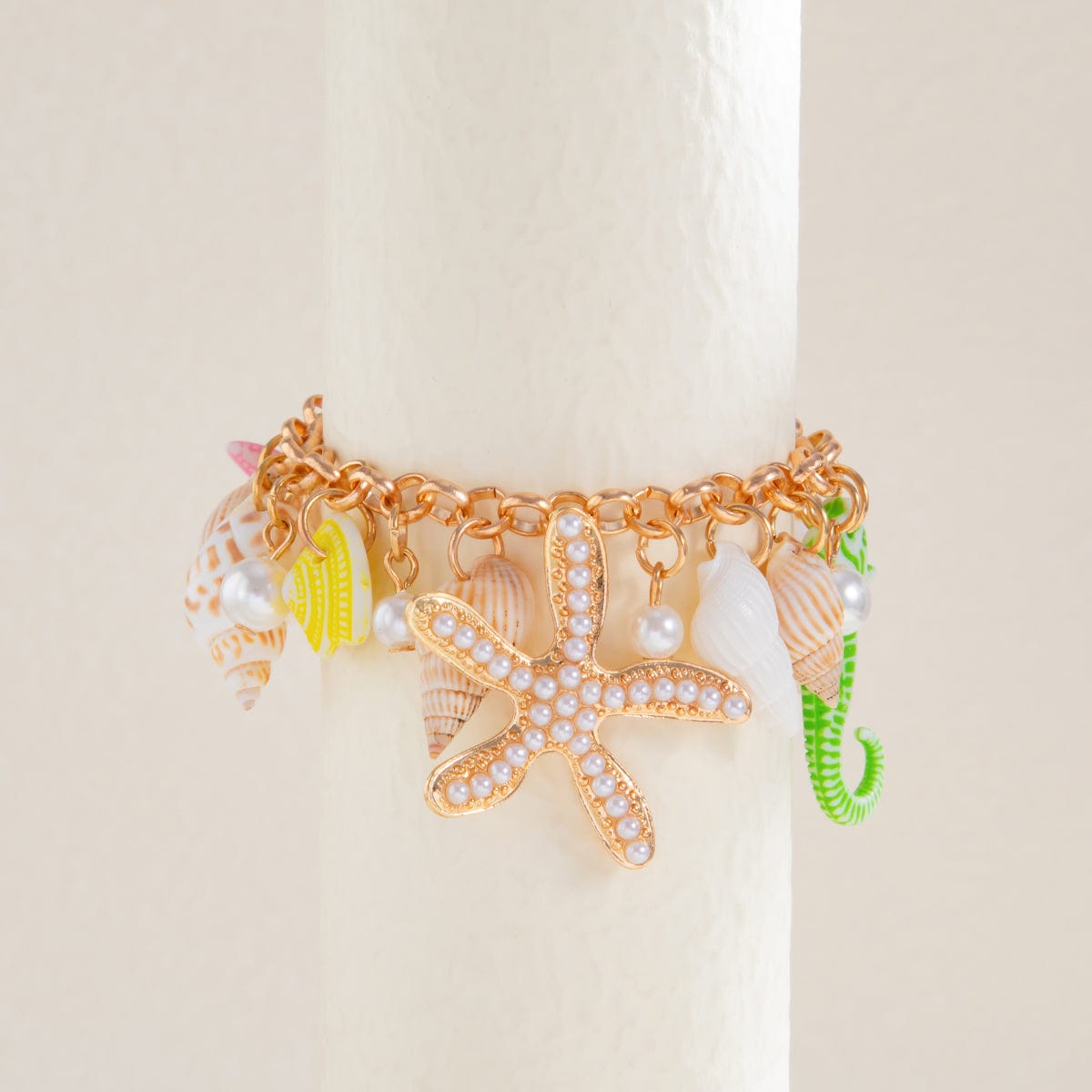 Ocean Style Conch Starfish Pearl Tassel Anklet - ArtGalleryZen