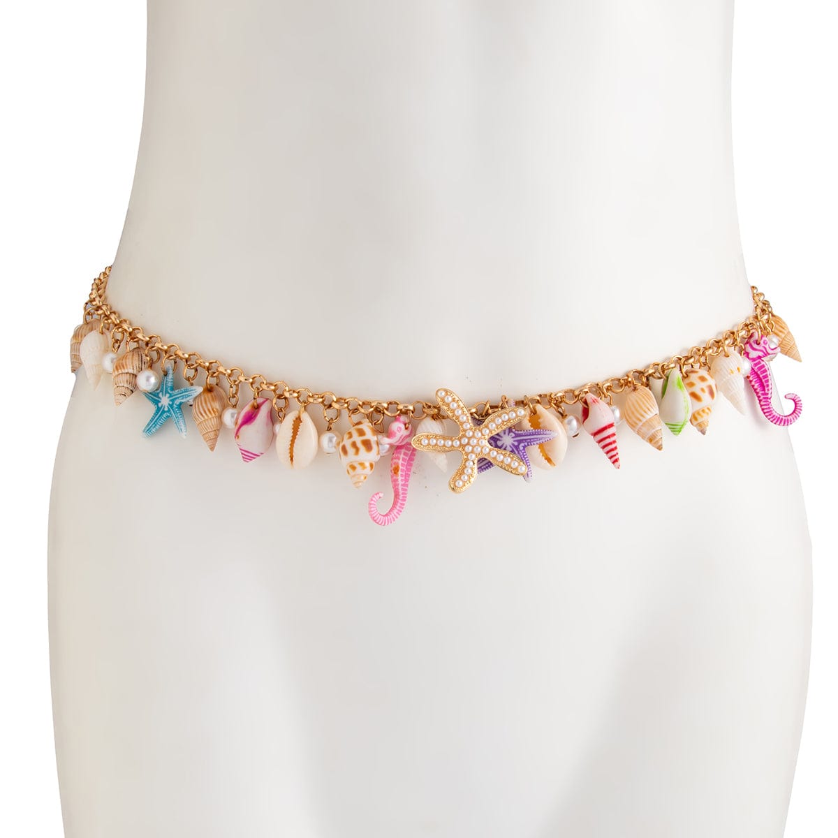Ocean Style Conch Starfish Pearl Tassel Waist Chain - ArtGalleryZen