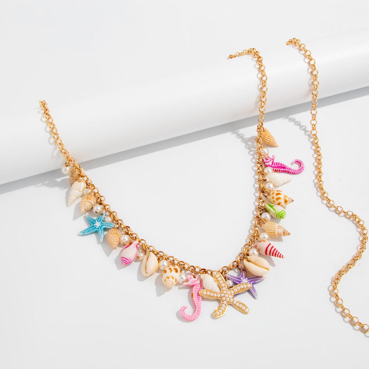 Ocean Style Conch Starfish Pearl Tassel Waist Chain - ArtGalleryZen