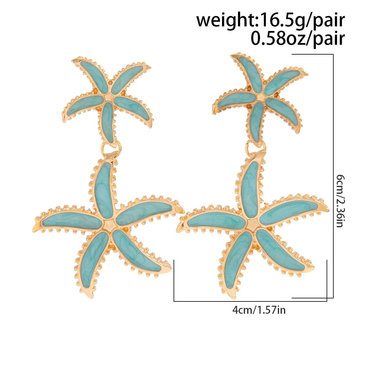 Ocean Style Enamel Starfish Dangle Earrings - ArtGalleryZen
