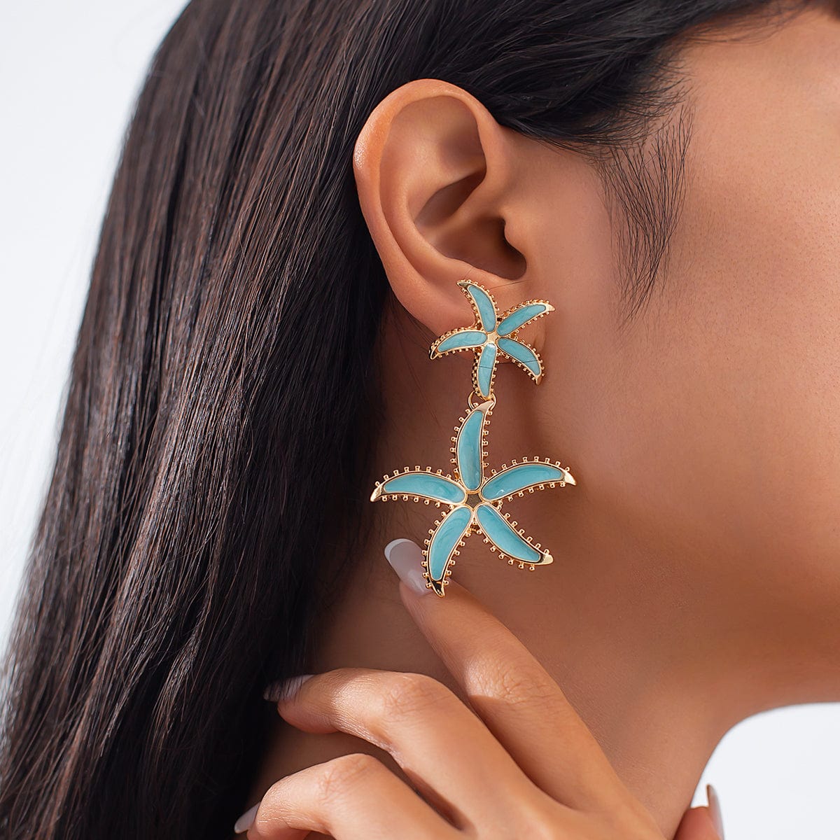 Ocean Style Enamel Starfish Dangle Earrings - ArtGalleryZen