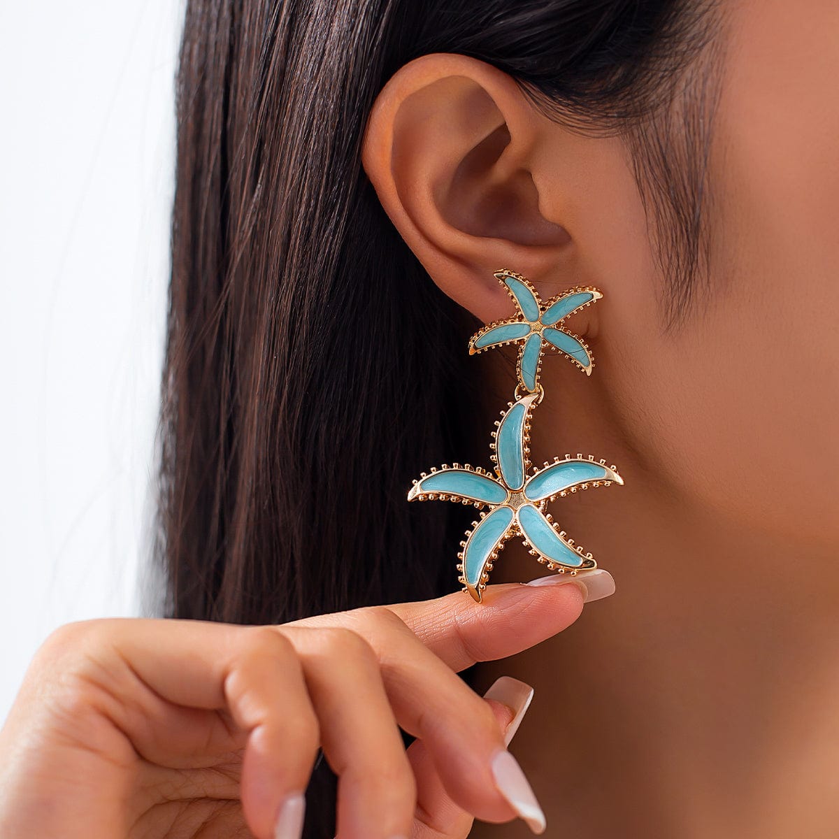 Ocean Style Enamel Starfish Dangle Earrings - ArtGalleryZen