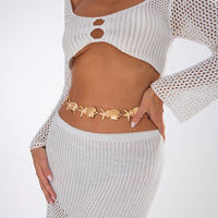 Thumbnail for Ocean Style Gold Tone Pearl Shell Starfish Waist Chain - ArtGalleryZen