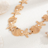 Thumbnail for Ocean Style Gold Tone Pearl Shell Starfish Waist Chain - ArtGalleryZen