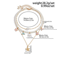 Thumbnail for Ocean Style Layered Enamel Starfish Mermaid Pendant Pearl Chain Necklace Set - ArtGalleryZen