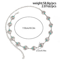 Thumbnail for Ocean Style Silver Tone Turquoise Inlaid Shell Waist Chain - ArtGalleryZen