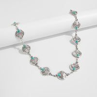 Thumbnail for Ocean Style Silver Tone Turquoise Inlaid Shell Waist Chain - ArtGalleryZen