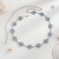 Thumbnail for Ocean Style Silver Tone Turquoise Inlaid Shell Waist Chain - ArtGalleryZen