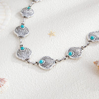 Thumbnail for Ocean Style Silver Tone Turquoise Inlaid Shell Waist Chain - ArtGalleryZen