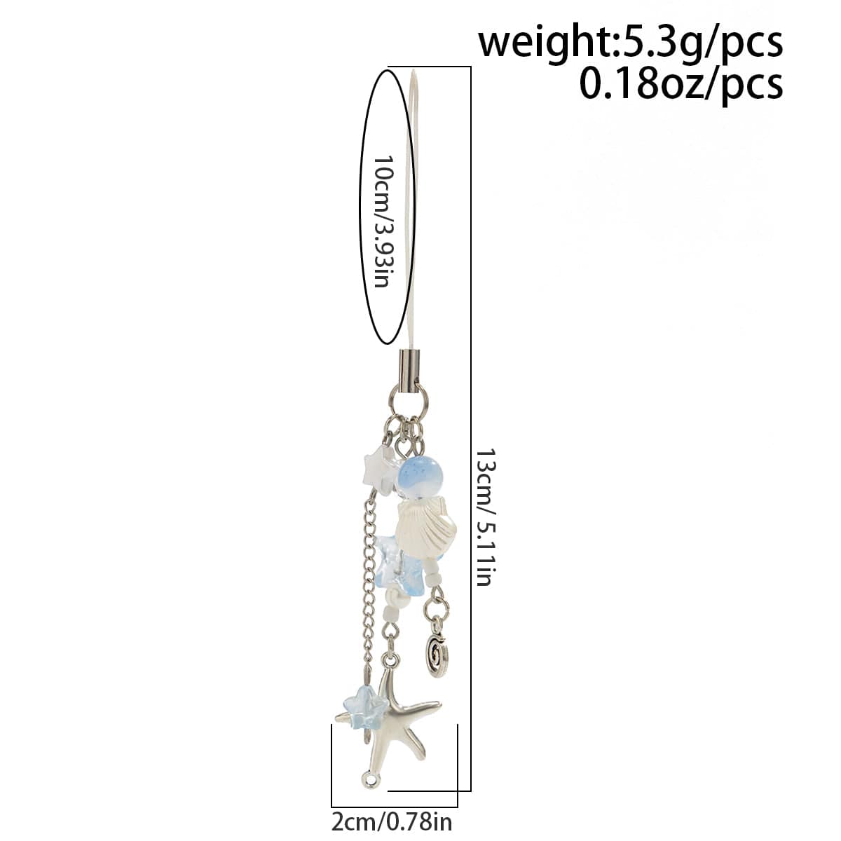 Ocean Style Starfish Shell Pearl Charm Keychain Phone Strap - ArtGalleryZen