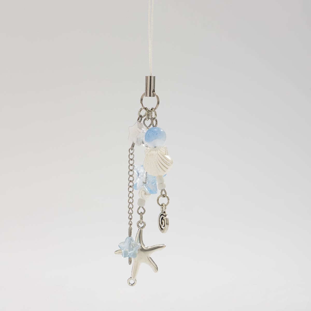 Ocean Style Starfish Shell Pearl Charm Keychain Phone Strap - ArtGalleryZen