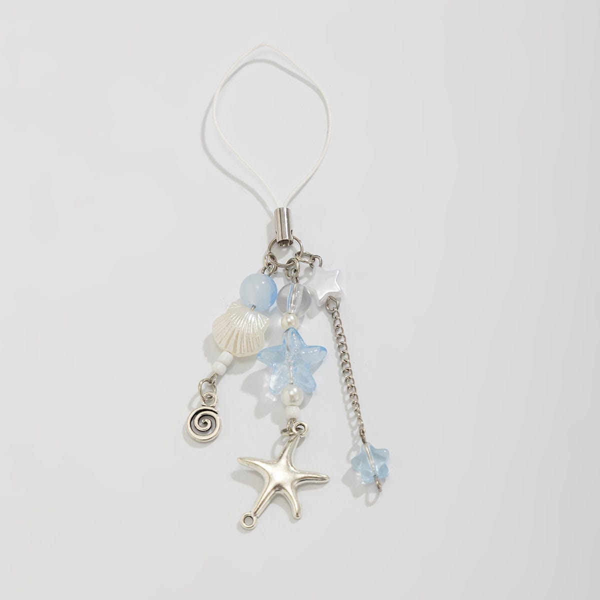 Ocean Style Starfish Shell Pearl Charm Keychain Phone Strap - ArtGalleryZen