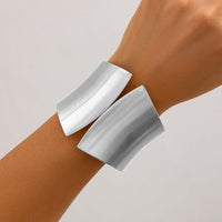 Thumbnail for Oversized Gold Silver Tone Frosted Wide Cuff Bangle Bracelet - ArtGalleryZen