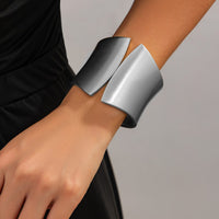 Thumbnail for Oversized Gold Silver Tone Frosted Wide Cuff Bangle Bracelet - ArtGalleryZen