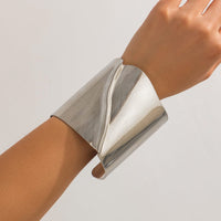 Thumbnail for Oversized Gold Silver Tone Pleated Wide Cuff Bangle Bracelet