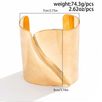 Thumbnail for Oversized Gold Silver Tone Pleated Wide Cuff Bangle Bracelet