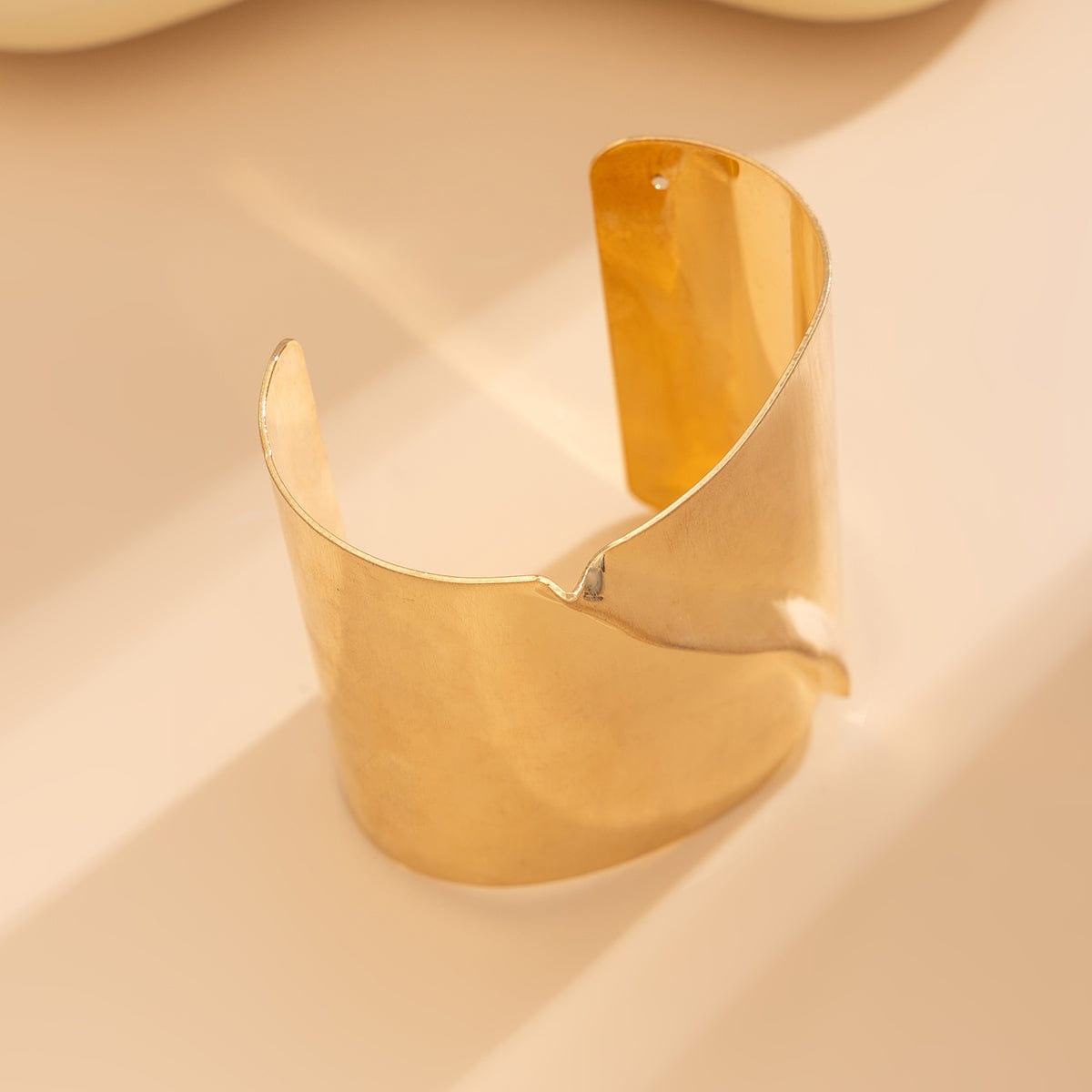 Oversized Gold Silver Tone Pleated Wide Cuff Bangle Bracelet