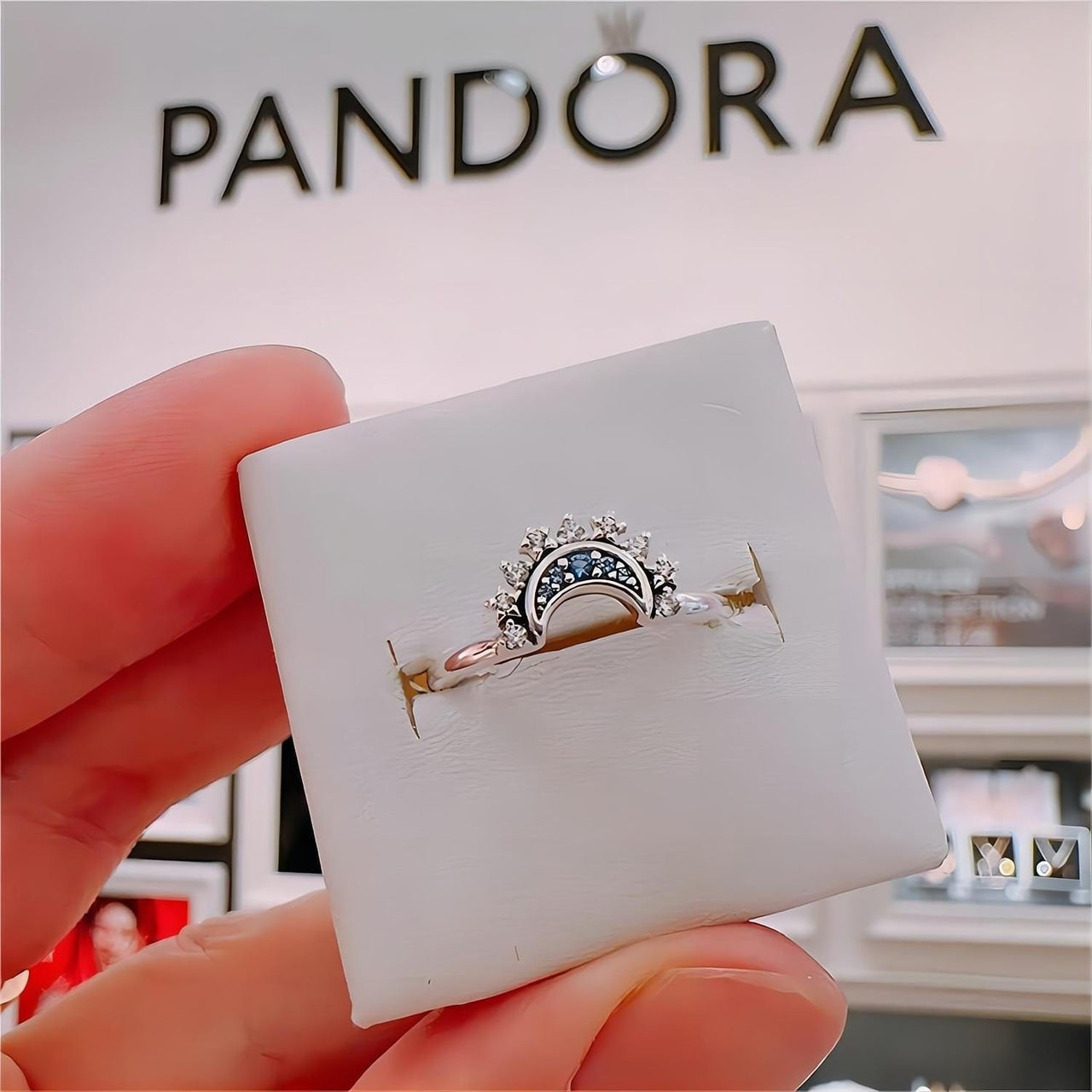 Pandora CZ Inlaid Sun And Moon Stackable Ring - ArtGalleryZen