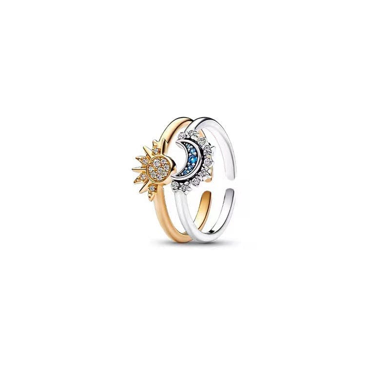 Pandora CZ Inlaid Sun And Moon Stackable Ring - ArtGalleryZen