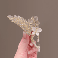 Thumbnail for Pearl Chain Tassel Floral Butterfly Chignon Claw Clip Hair Clip - ArtGalleryZen