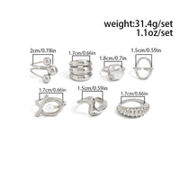 Thumbnail for Pearl Ring Set 7pcs - Geometric Irregular Hollow Curved Statement - ArtGalleryZen