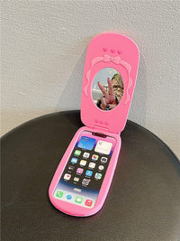 Thumbnail for Pink Bowknot Heart Mirror Flip iPhone Case - ArtGalleryZen