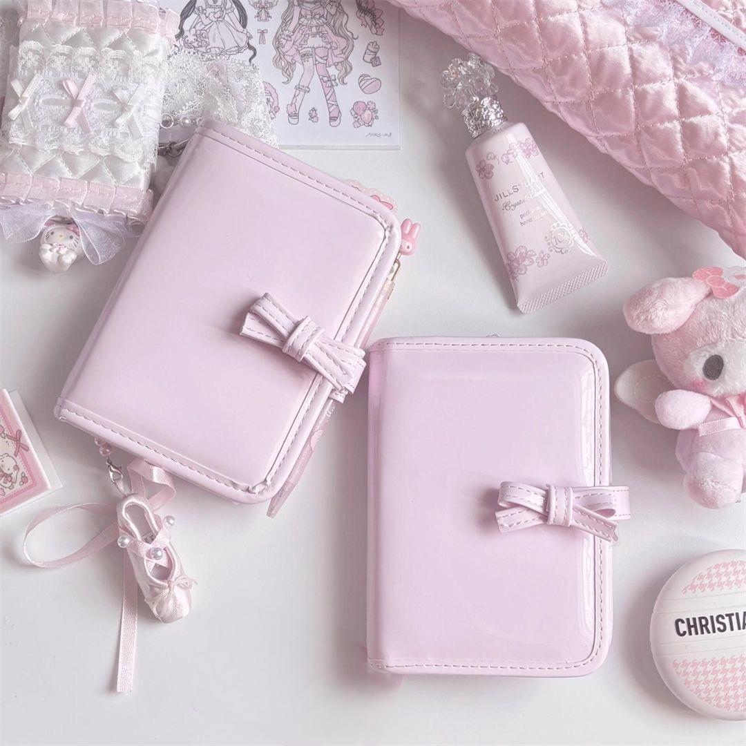 Pink Bowknot PU Leather A7 Binder Cover - ArtGalleryZen