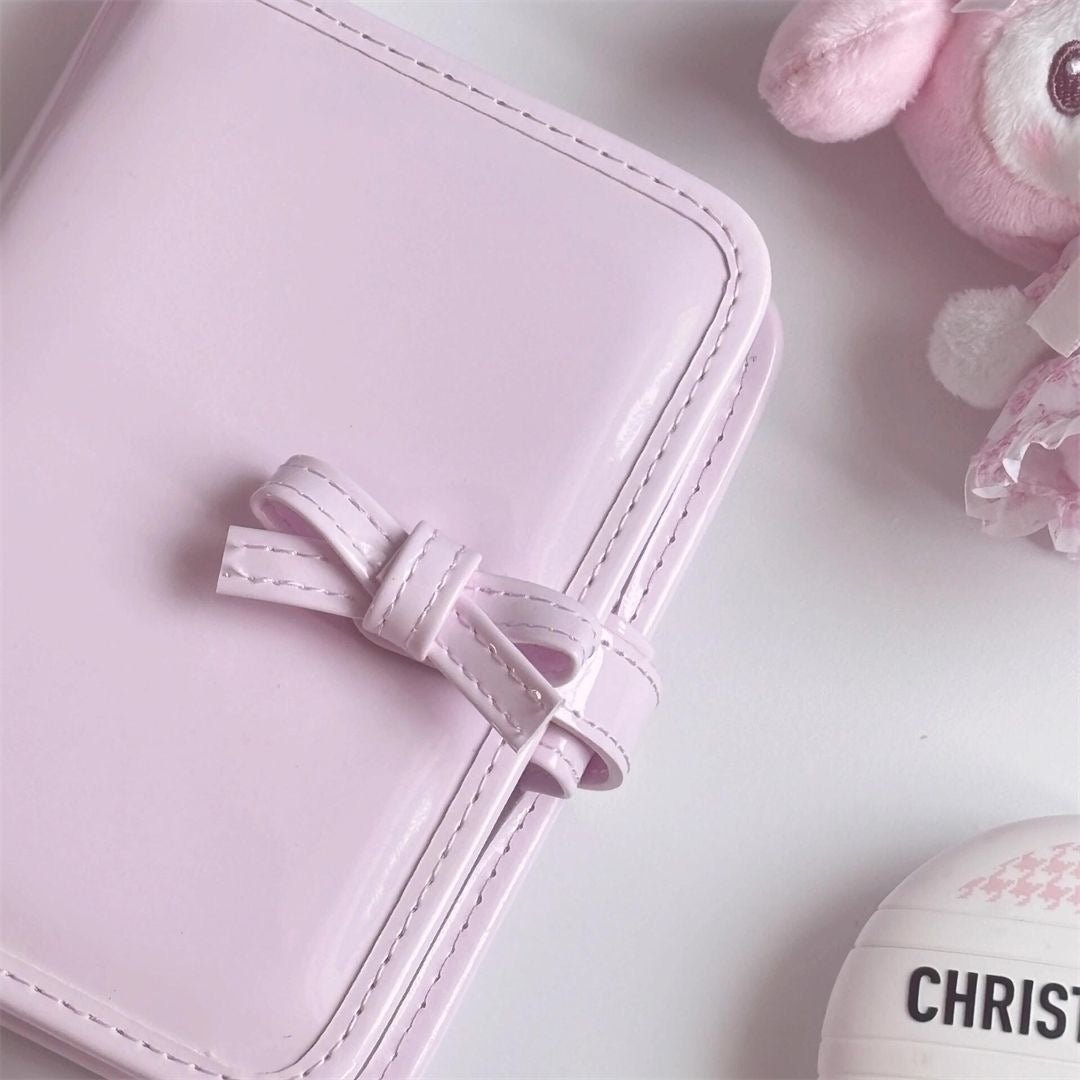Pink Bowknot PU Leather A7 Binder Cover - ArtGalleryZen
