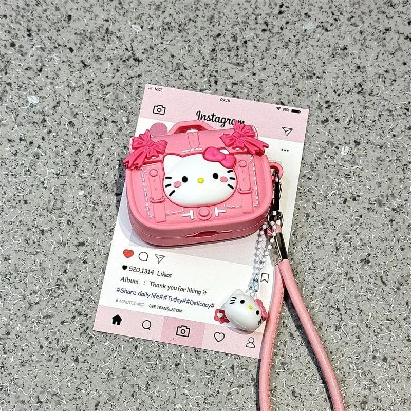 Pink Briefcase Hello Kitty AirPods Earphone Case With Lanyard