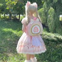 Thumbnail for Pink Cake Bow Backpack Crossbody Bag - ArtGalleryZen