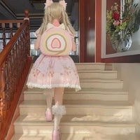 Thumbnail for Pink Cake Bow Backpack Crossbody Bag - ArtGalleryZen