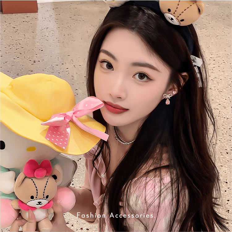 Pink Crystal Bowknot Dangle Earrings - ArtGalleryZen